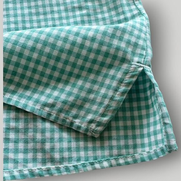 Blair Women's M Green White Checked Floral Embroidery Button Up Shirt - Picture 13 of 14